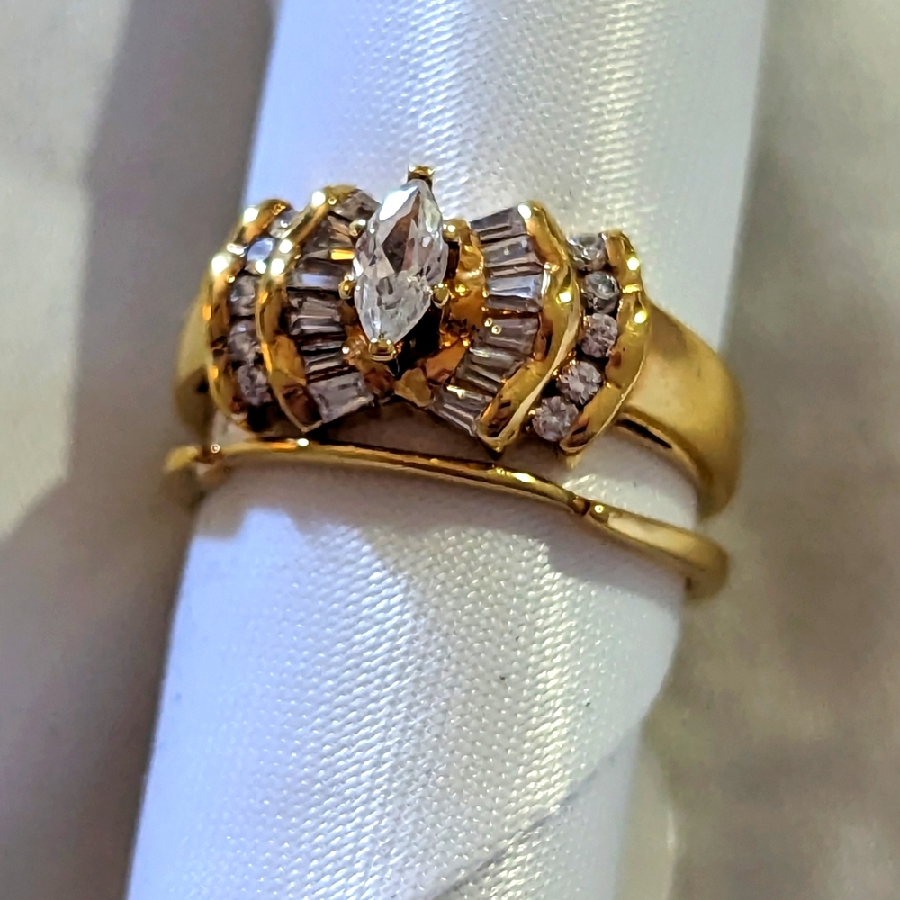 CZ Gold Tone over 925 wedding set